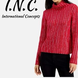 INC International Concepts Red and Rinestone Sweater